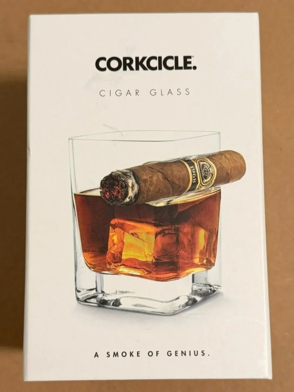 CORKCICLE Cigar Glass 9oz Whiskey Rocks Glass w/ Built-In Cigar Rest NIB
